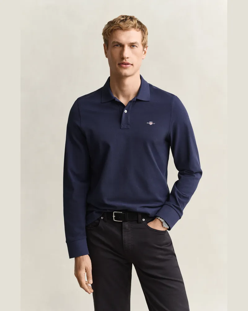 Gant Herren Shield Piqué Rugger EVENING Blau Evening