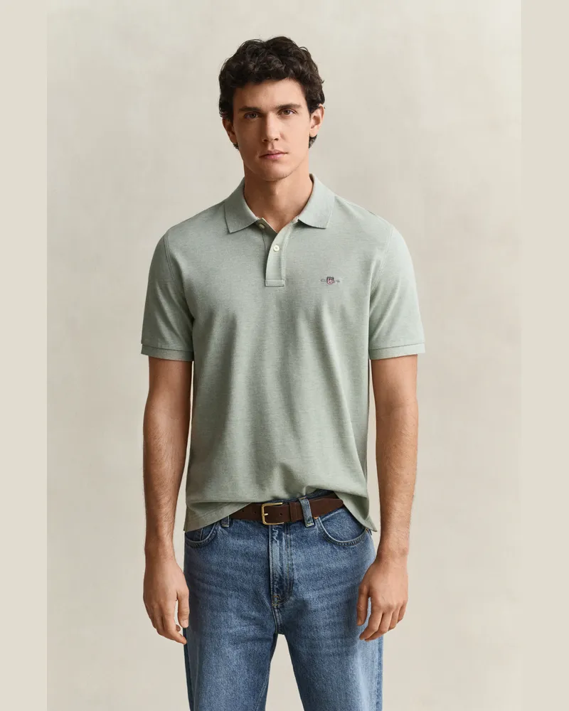Gant Herren Classic Regular Fit Poloshirt SOFT Grün MELANGE Soft