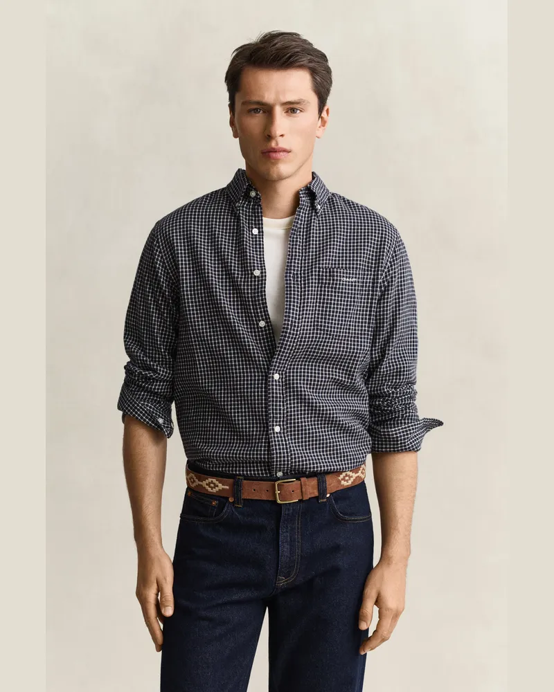 Gant Herren Windblown Flanel Karohemd EVENING Blau Evening