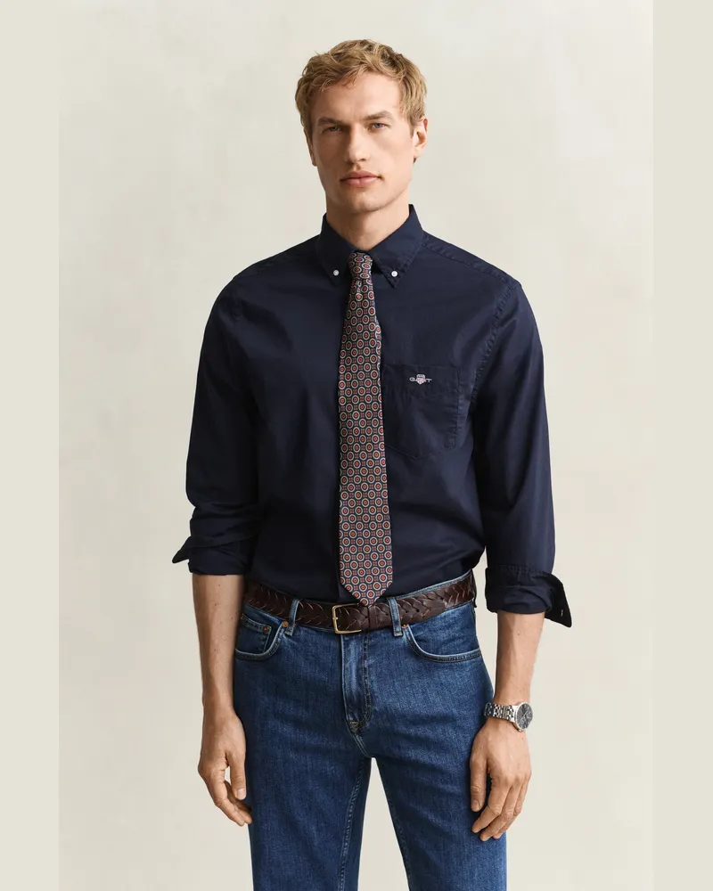 Gant Herren Classic Regular Fit Popeline Hemd EVENING Blau Evening