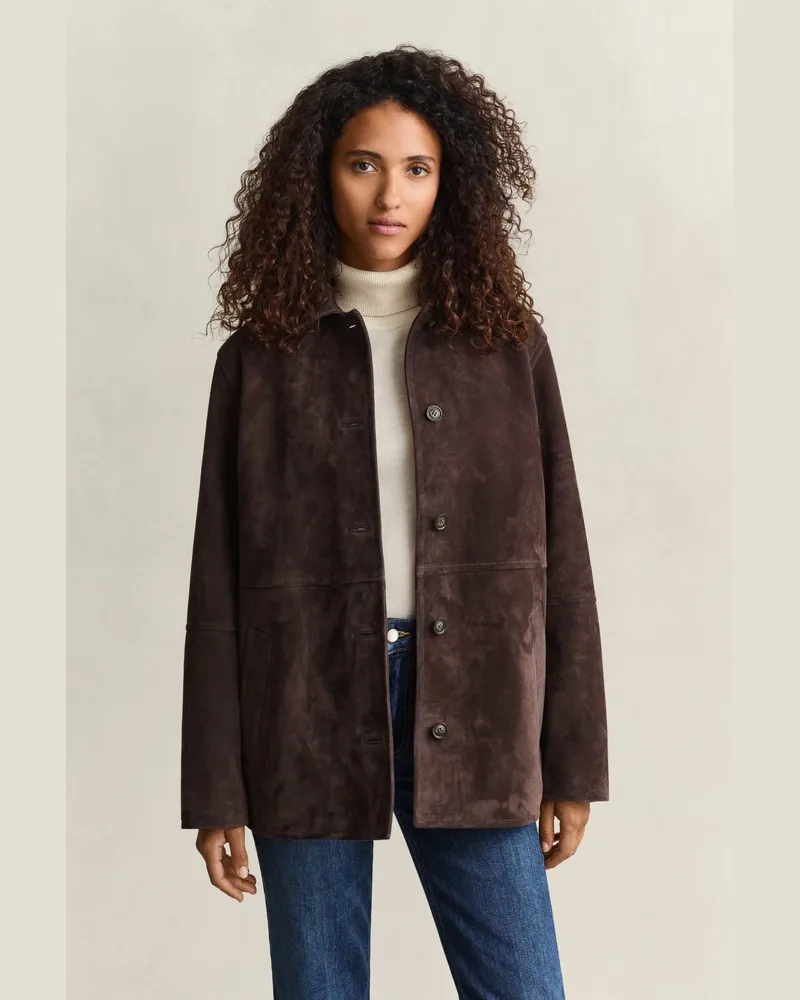 Gant Damen Jacke aus Veloursleder DEEP Braun Deep