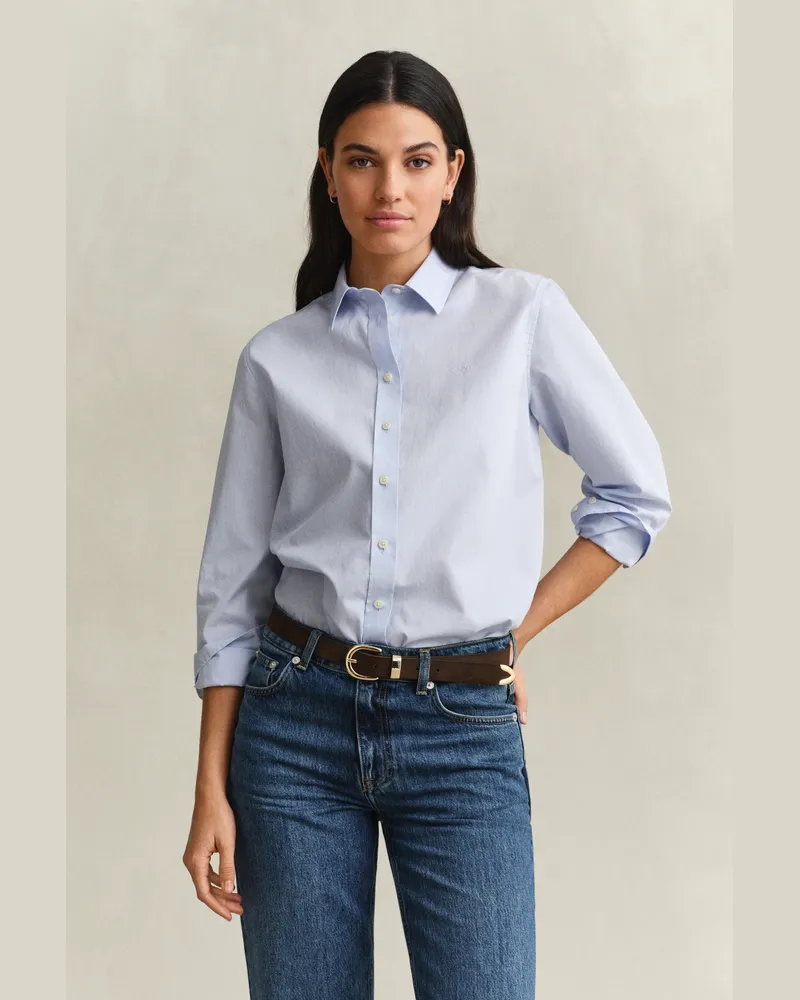 Gant Damen Classic Regular Fit Popeline Bluse LIGHT Blau Light