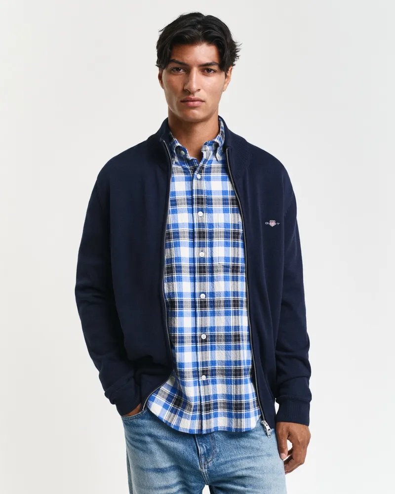 Gant Herren Casual Cotton Strickjacke mit Reißverschluss 