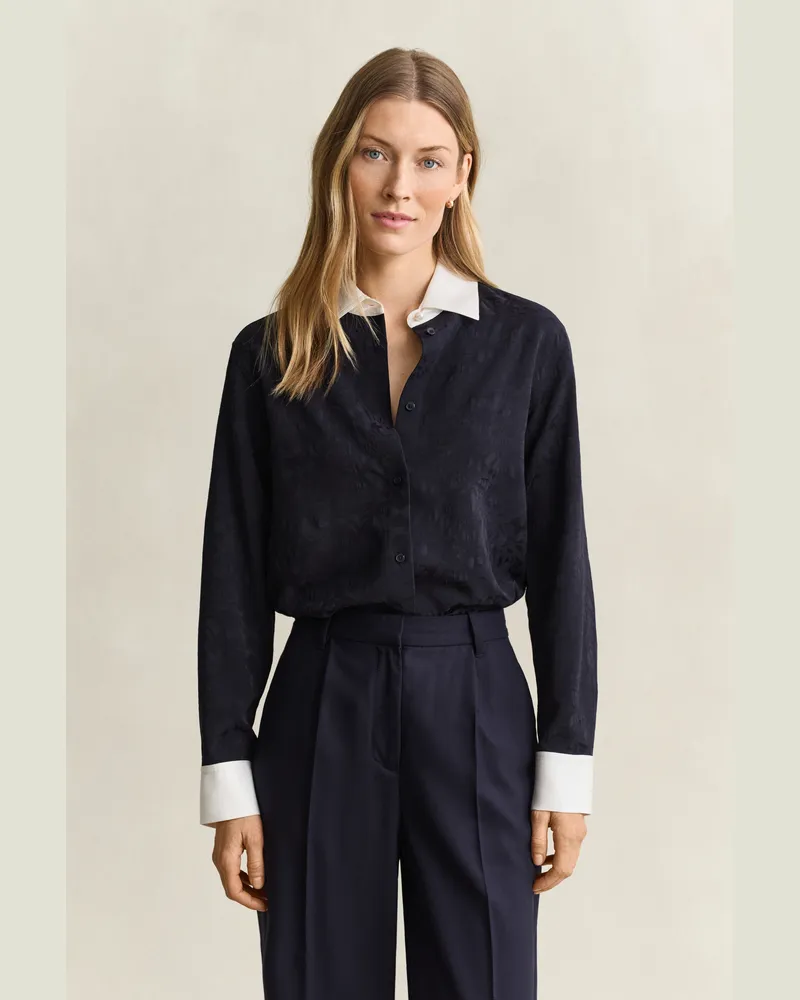 Gant Damen Jacquard-Hemd EVENING Blau Evening