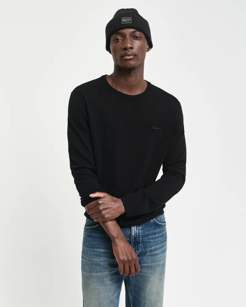 Gant Herren Rundhalspullover aus extra feiner Merinowolle 