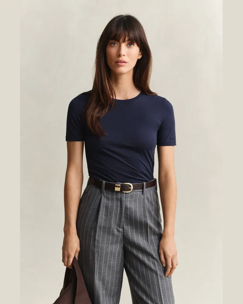 Gant Damen Leichtes T-Shirt aus Baumwolle EVENING Blau Evening