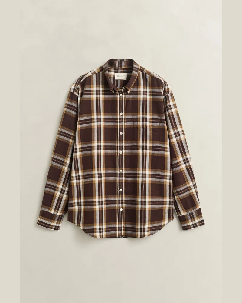 Gant Damen Relaxed Fit Flanellhemd DEEP Braun Deep