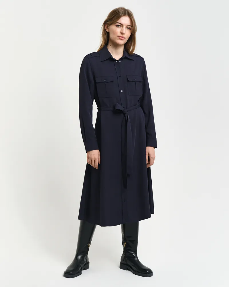 Gant Damen Hemdblusenkleid mit Tasche 