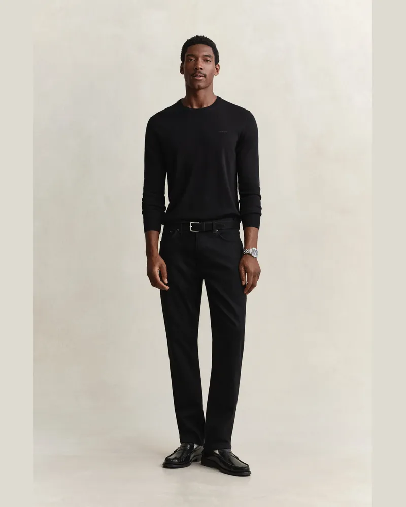 Gant Herren Regular Fit Clean Wash Jeans Schwarz Schwarz