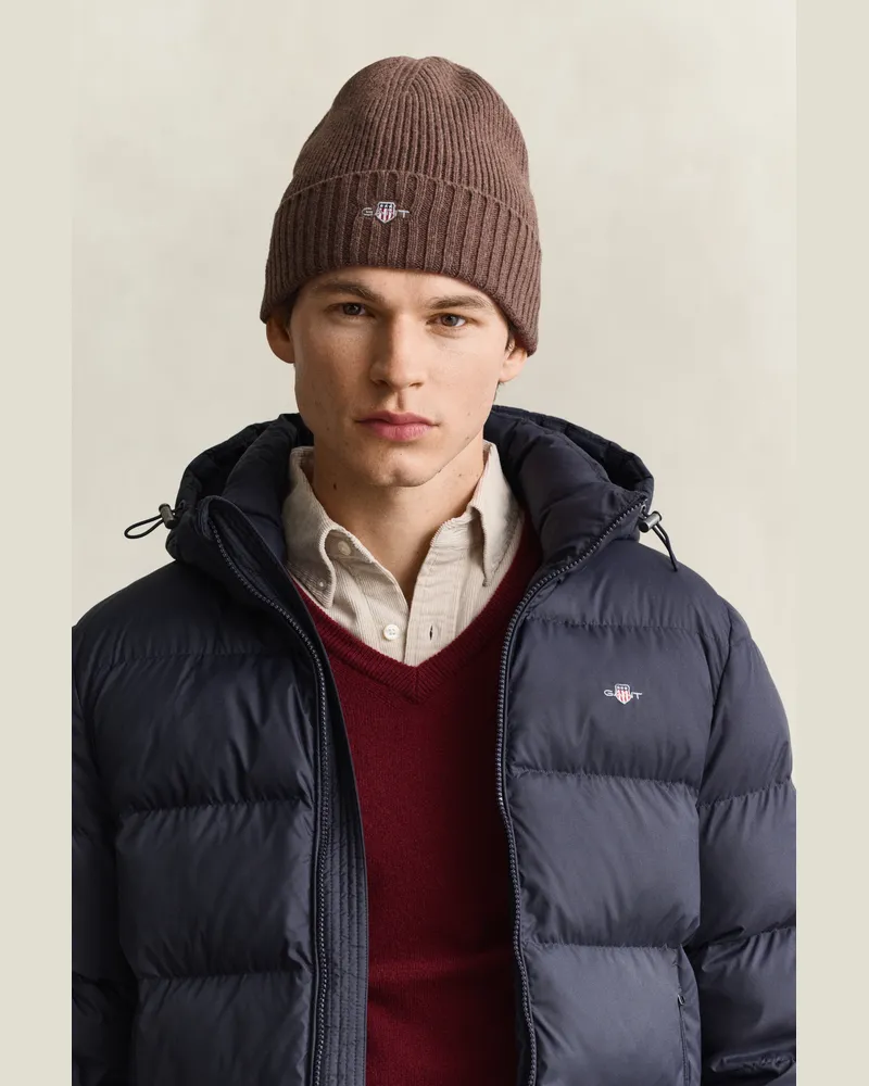 Gant Herren Shield Beanie aus Wolle SHADOW Braun Shadow