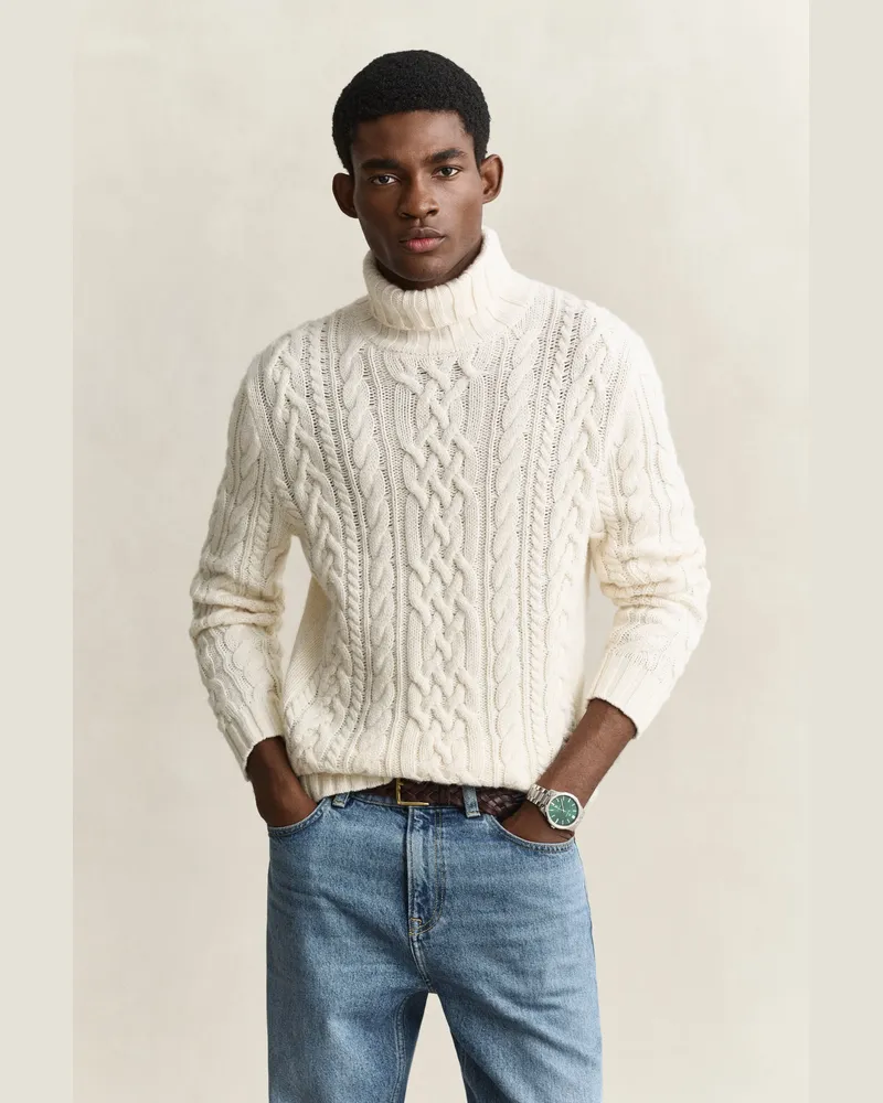 Gant Herren Rollkragenpullover aus Wollgemisch CREAM Cream