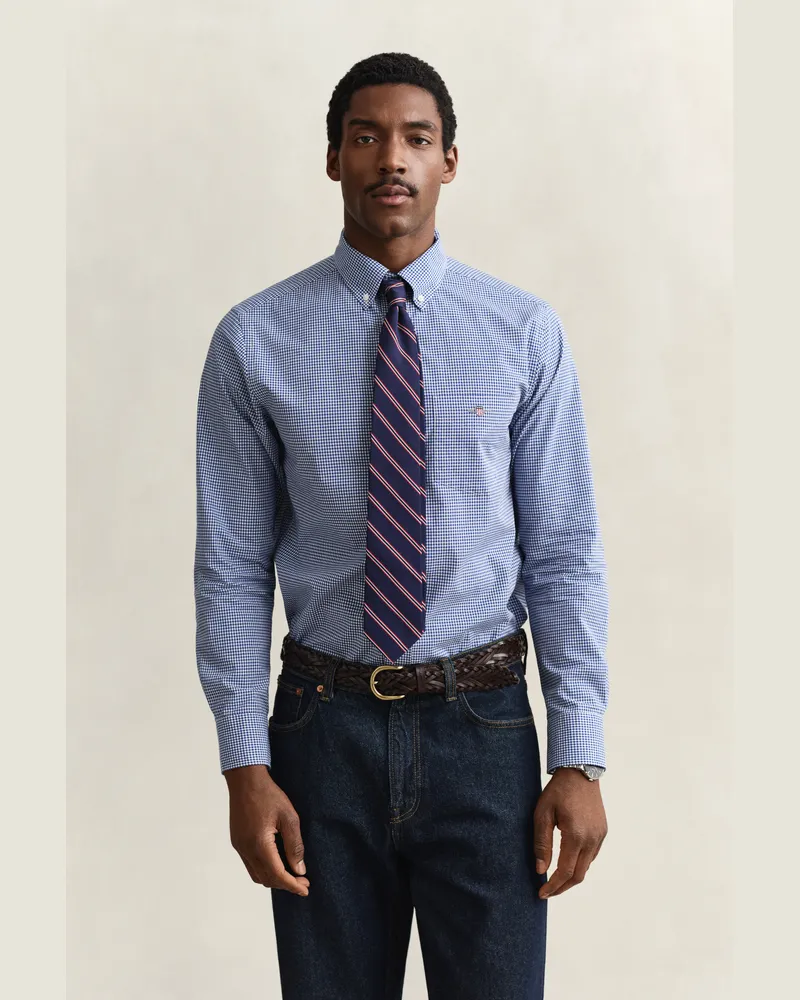 Gant Herren Gingham Classic Popeline Hemd COLLEGE Blau College