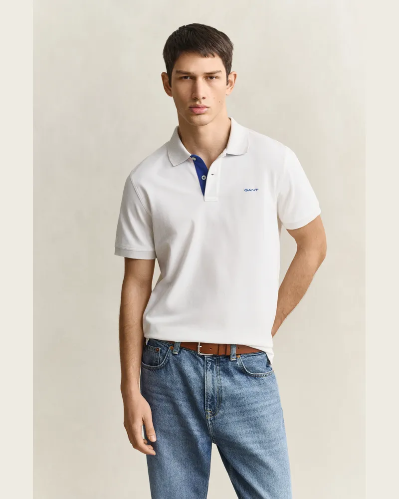 Gant Herren Kontrast Piqué Poloshirt EGGSHELL Eggshell