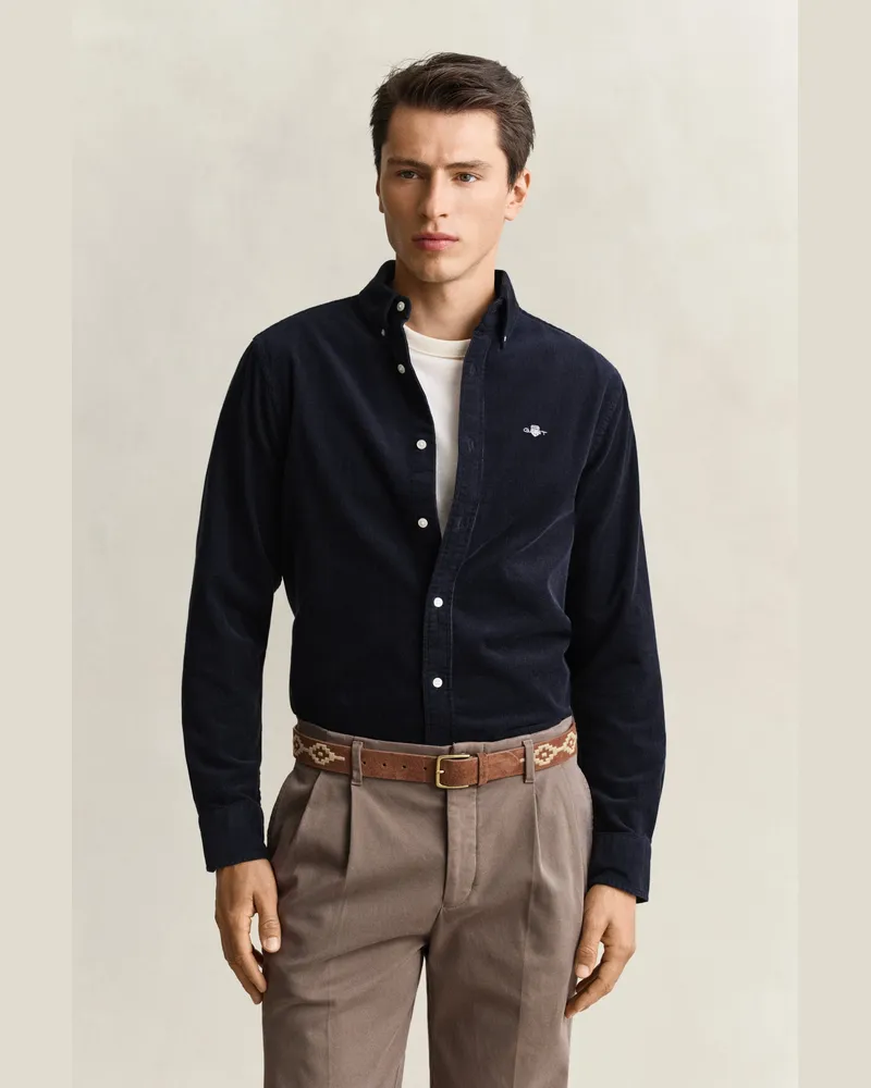 Gant Herren Cordhemd EVENING Blau Evening