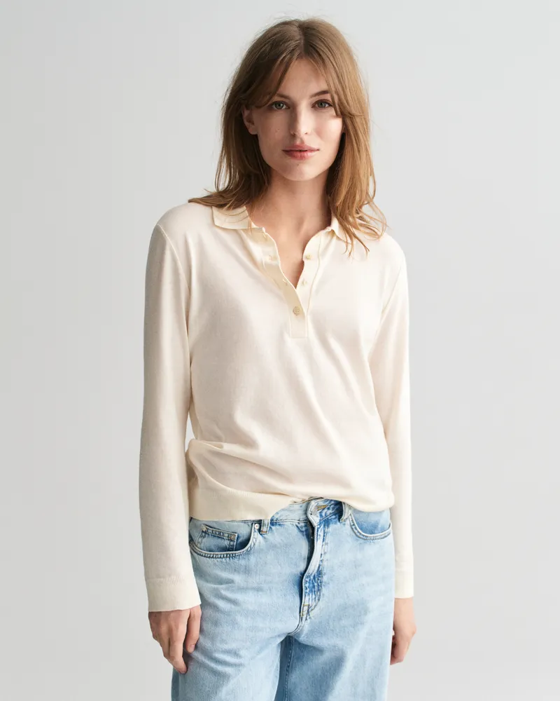 Gant Damen Nahtloses Langarm-Poloshirt 