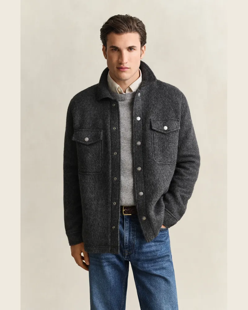 Gant Herren Fleece-Hemdjacke CHARCOAL MELANGE Charcoal