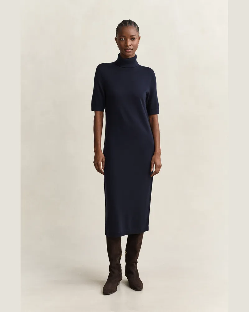 Gant Damen Rollkragenkleid aus Merinowolle EVENING Blau Evening