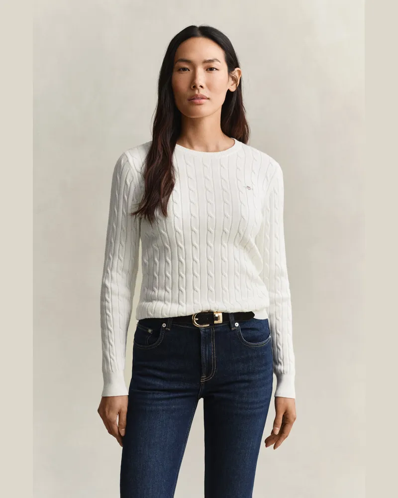 Gant Damen Classic Zopfstrickpullover EGGSHELL Eggshell