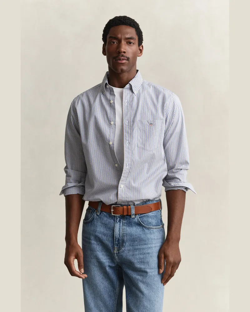 Gant Herren Gestreiftes Popeline-Hemd FADED TAUPE Faded