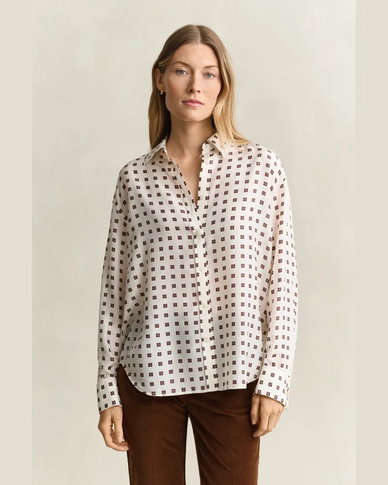 Gant Damen Bluse aus Habotai-Seide EGGSHELL Eggshell
