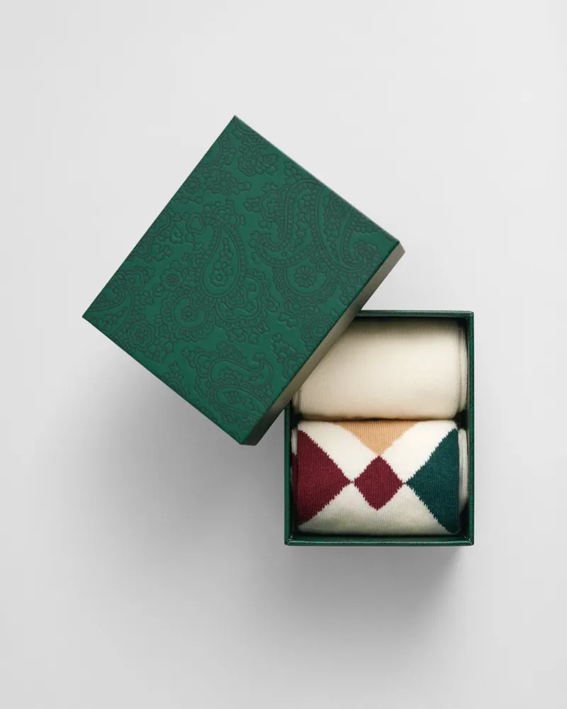Gant Damen 2er-Pack Argyle Socken in Geschenkbox 