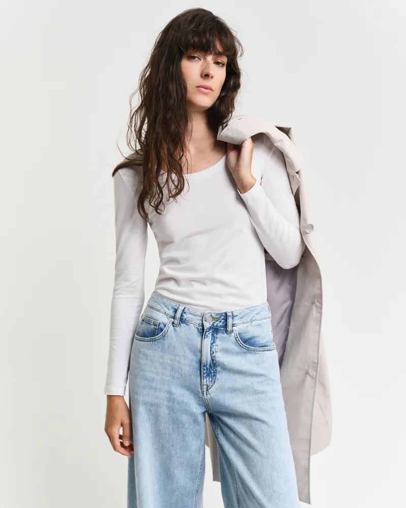 Gant Damen Langarmshirt mit U-Ausschnitt 