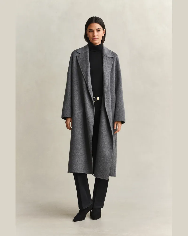 Gant Damen Handgenähter Mantel mit Gürtel CHARCOAL MELANGE Charcoal