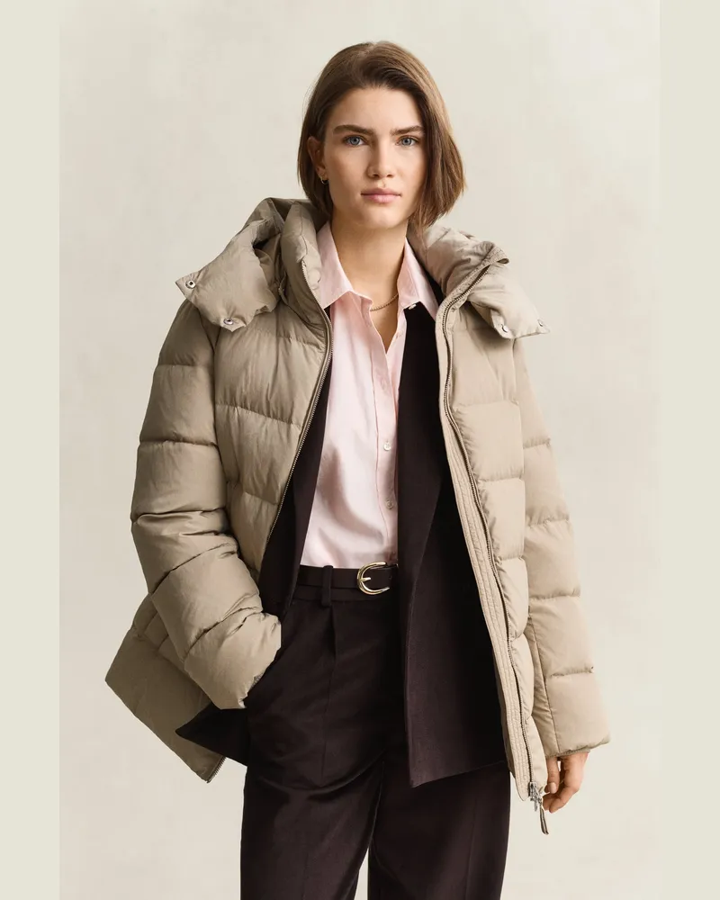 Gant Damen Mittelschwere Daunenjacke TAUPE BEIGE Taupe