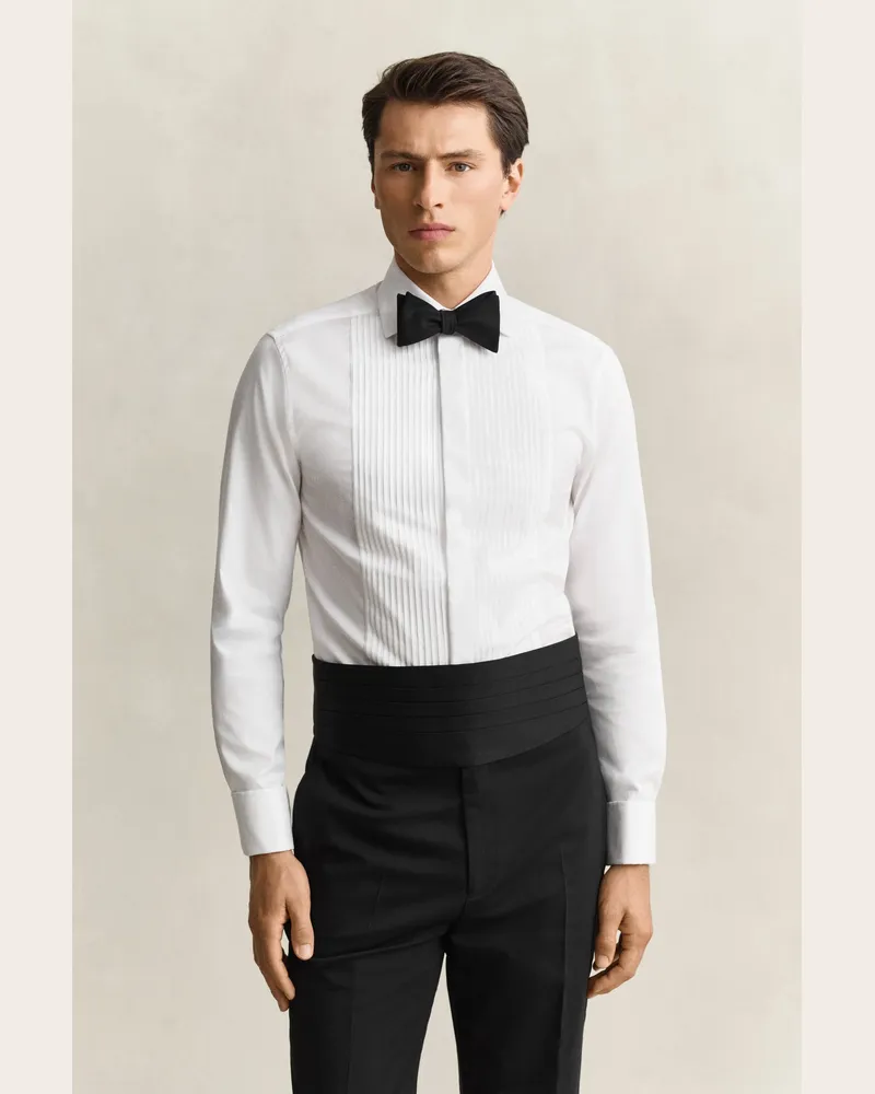 Gant Herren Formelles Smokinghemd Weiß Weiß