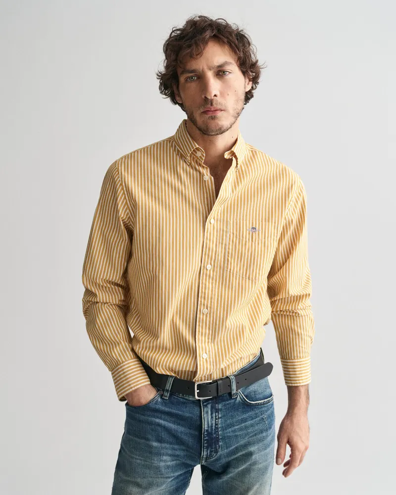 Gant Herren Regular Fit Classic Popeline Bluse mit Streifen 