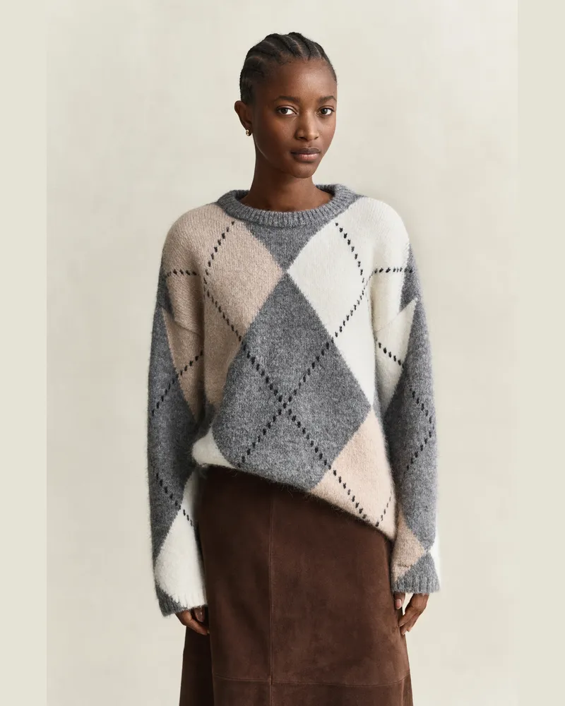 Gant Damen Argyle Pullover aus Alpakawollgemisch DUSKY ANTHRACITE Dusky