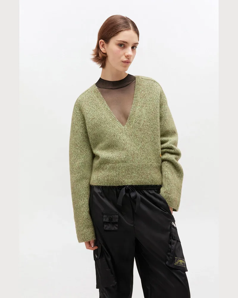 Ganni Grüner Pullover mit V-Ausschnitt grün Grün