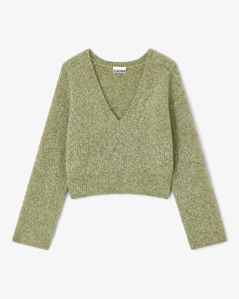 Ganni Grüner Pullover mit V-Ausschnitt grün Grün