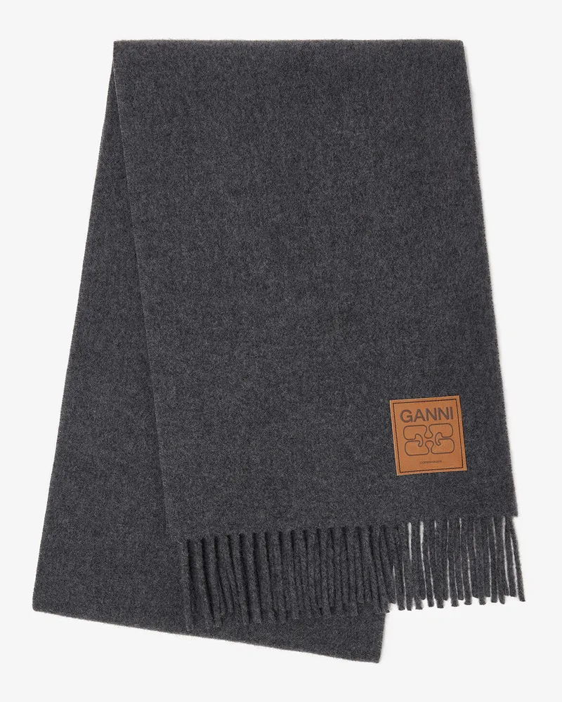 Ganni Grauer Wollschal grau Grau