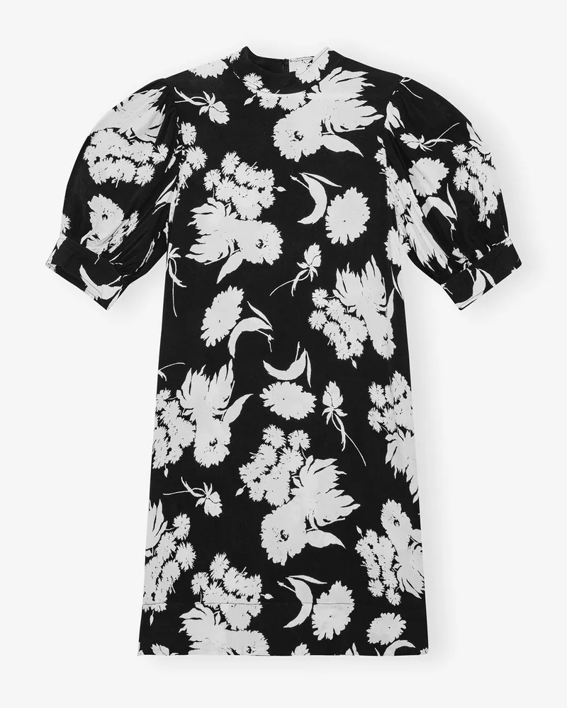 Ganni schwarz Mini-Kleid aus bedrucktem Crêpe LENZING ECOVERO - Größe Schwarz