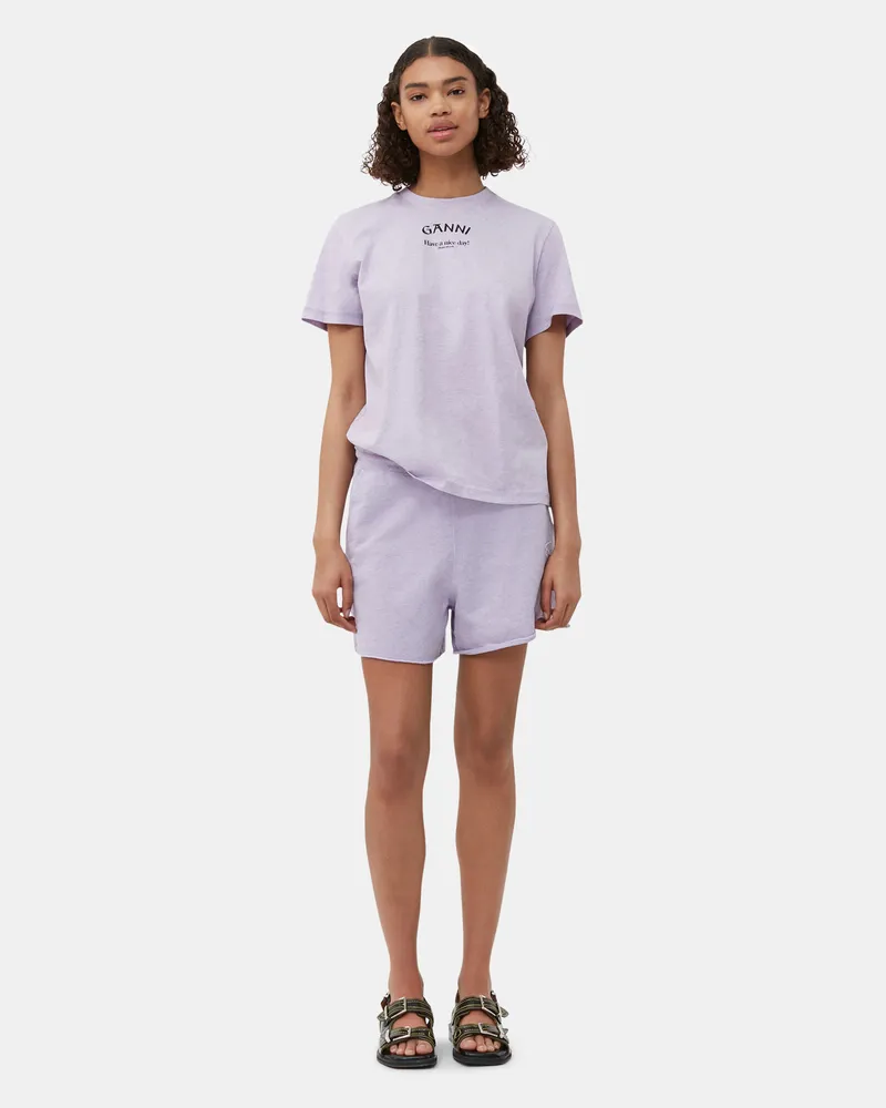 Ganni Misty Lilac Lila Isoli-Shorts mit Kordelzug Baumwolle - Größe Misty