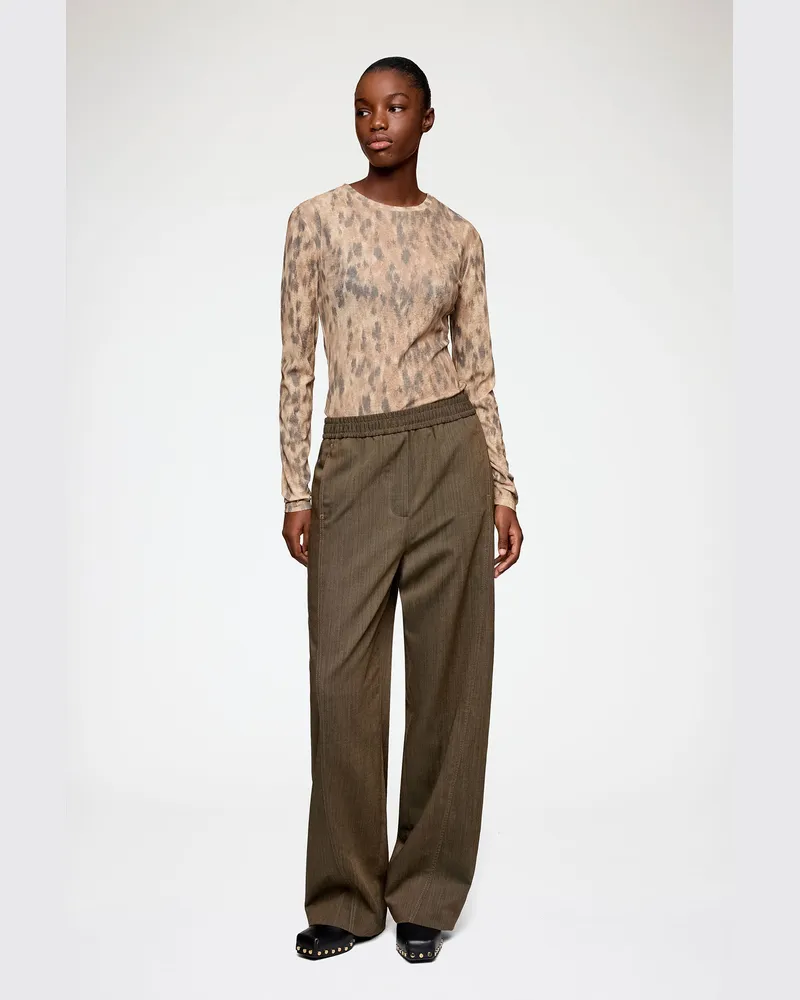 Ganni Canteen Hose aus Wollmischung in Braun Recycling-Wolle - Größe Canteen