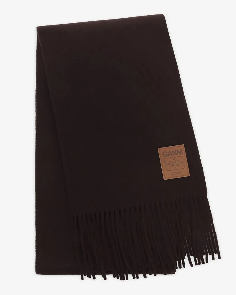 Ganni Wollstrickschal braun Braun