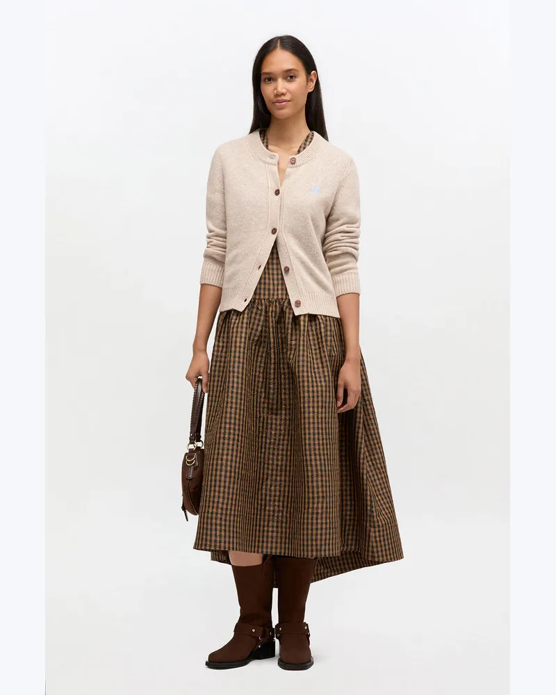 Ganni Sand beigefarbene Strickjacke aus einer Wollmischung Viskose - Größe Sand
