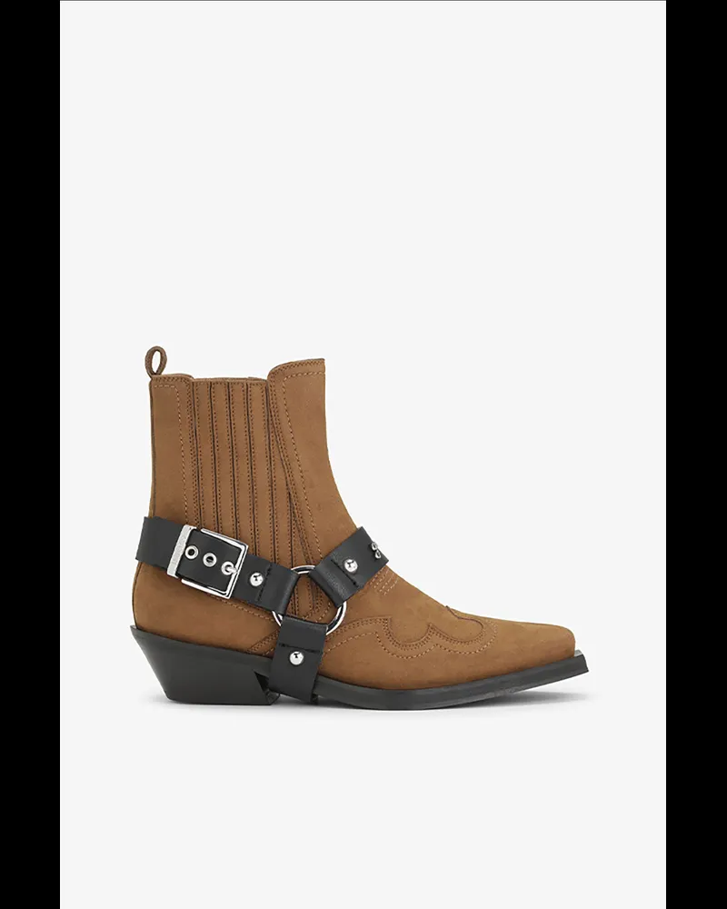 Ganni braun Suede Low Cut Western Chelsea-Stiefel - Größe Braun
