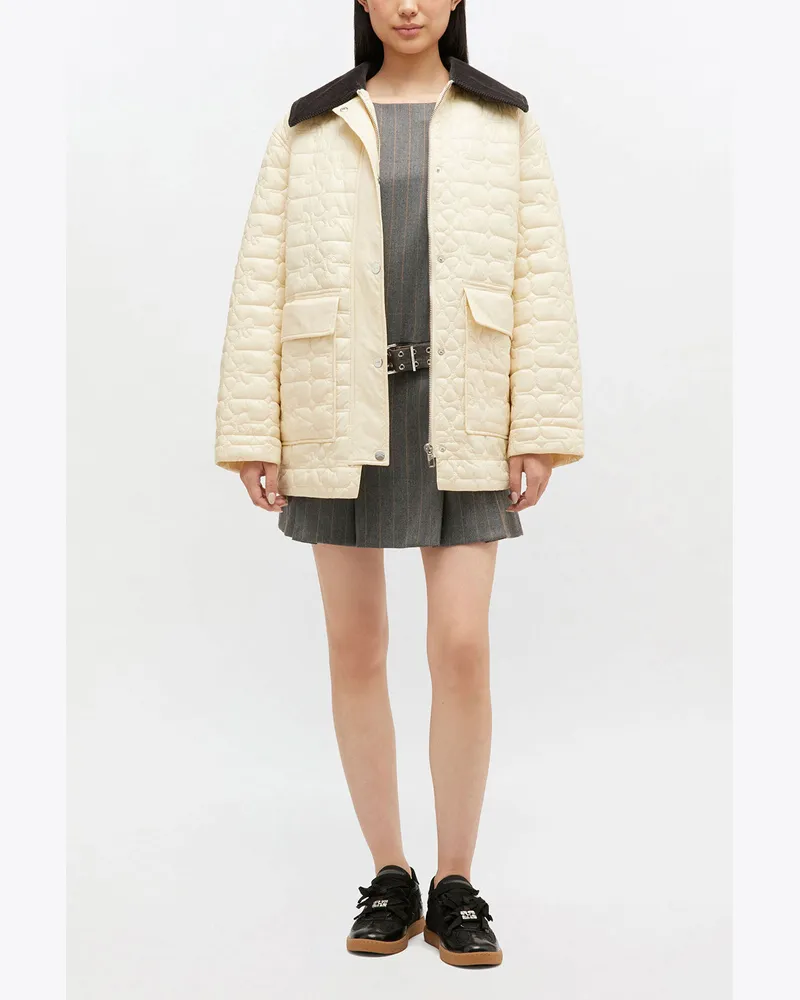 Ganni Glänzende Midi-Steppjacke - Größe beige Beige
