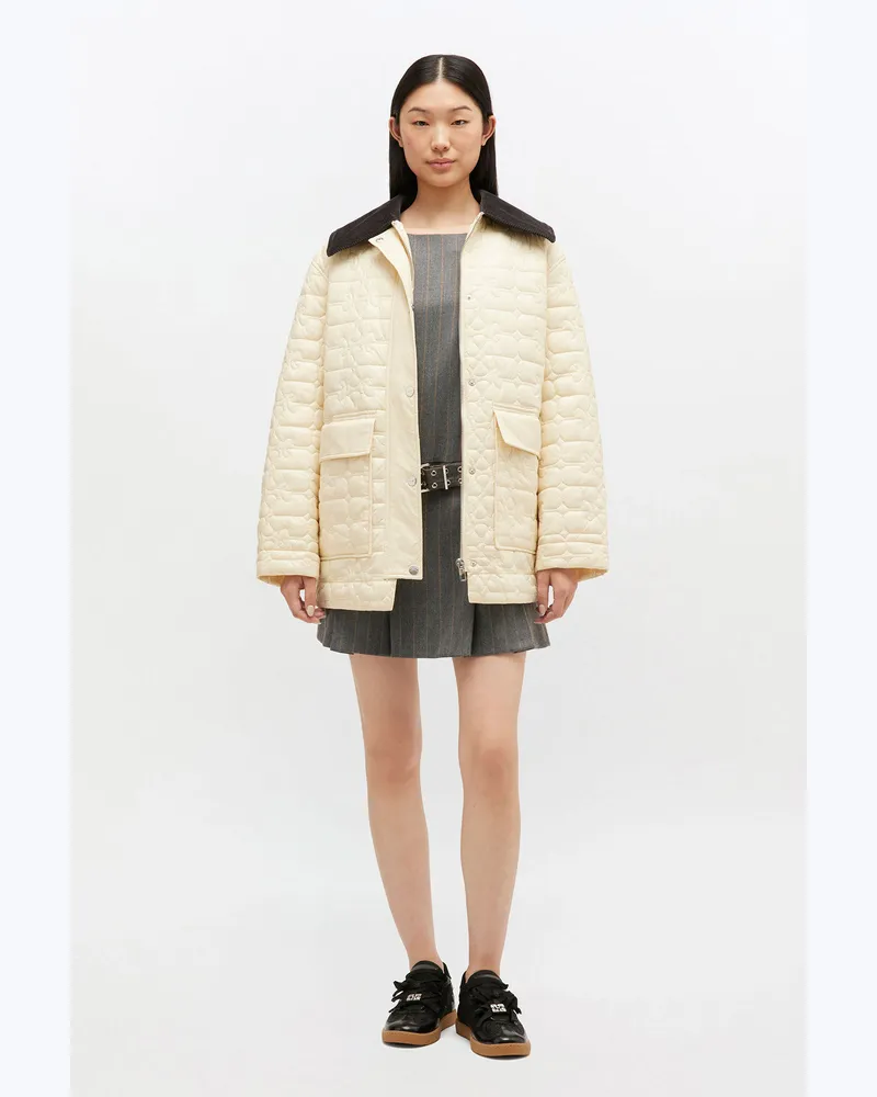 Ganni Glänzende Midi-Steppjacke - Größe beige Beige