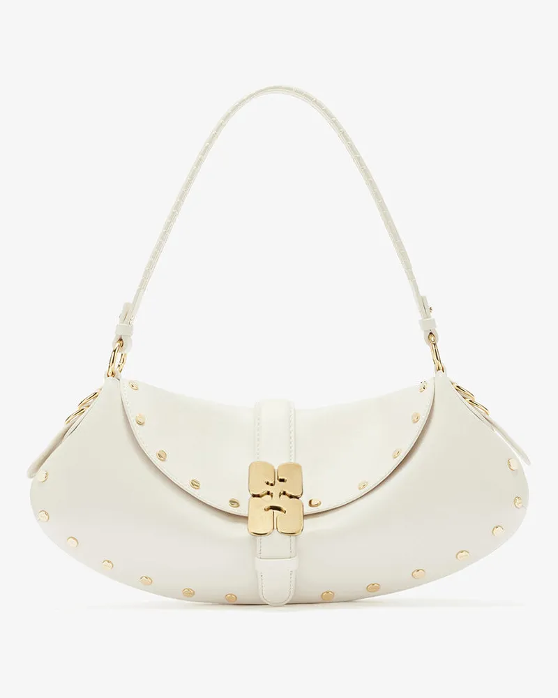 Ganni B-Kat-Tasche mit Nieten in Weiß Weiß