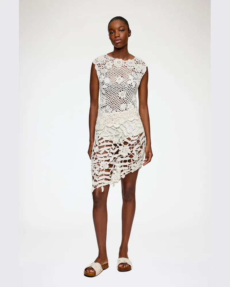 Ganni weiß Skirt in Cotton Crochet Bio-Baumwolle - Größe Weiß