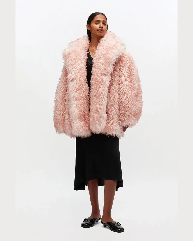Ganni Rosa Mantel aus Kunstfell - Größe Rosa