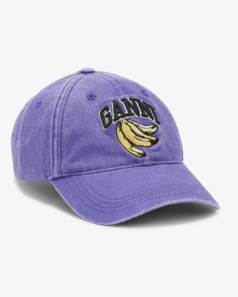 Ganni Gewaschene Canvas-Kappe lila Lila