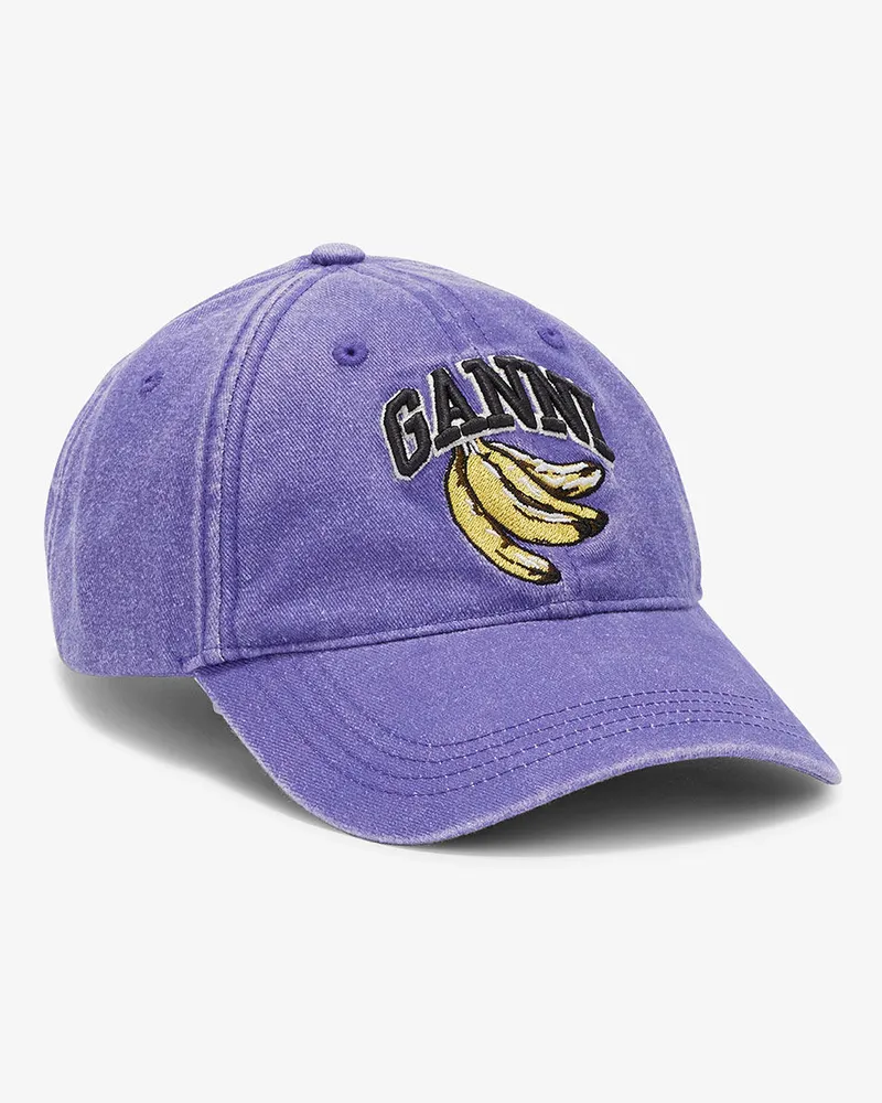 Ganni Gewaschene Canvas-Kappe lila Lila