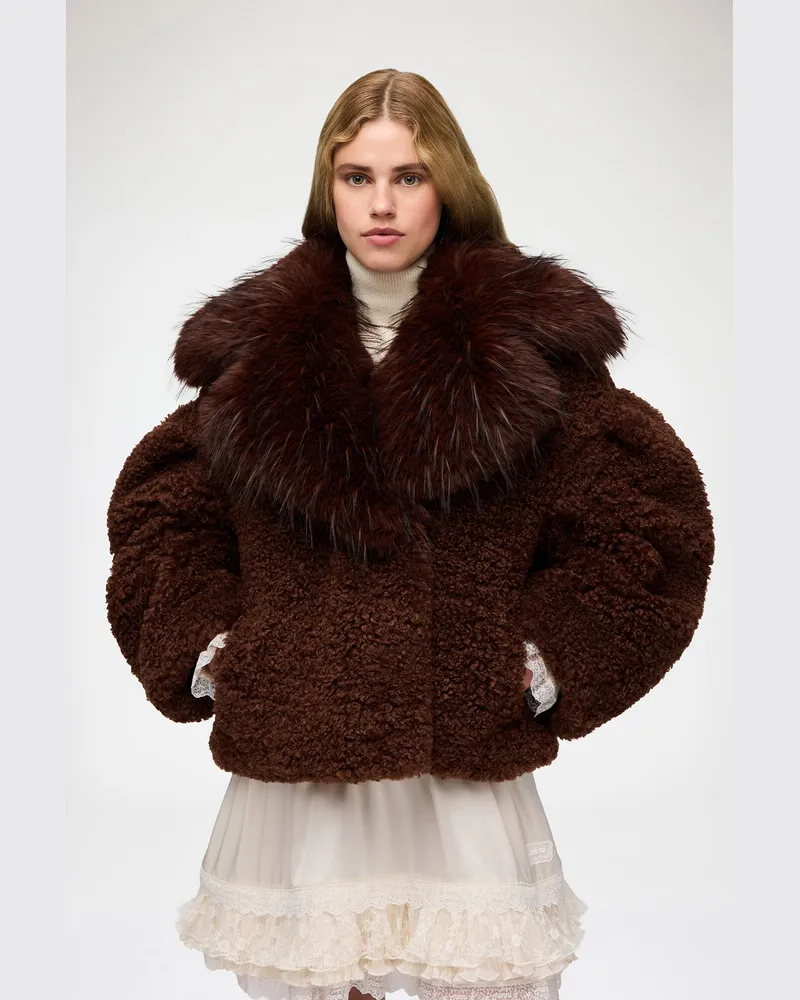 Ganni Jacke aus Kunstlammfell - Größe Chocolate braun Chocolate