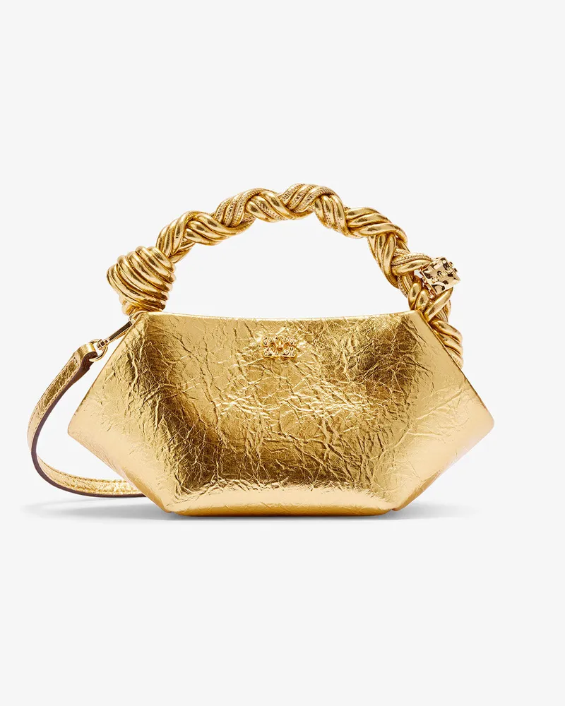 Ganni Mini-Bou-Tasche in Metallic-Optik goldfarben Goldfarben