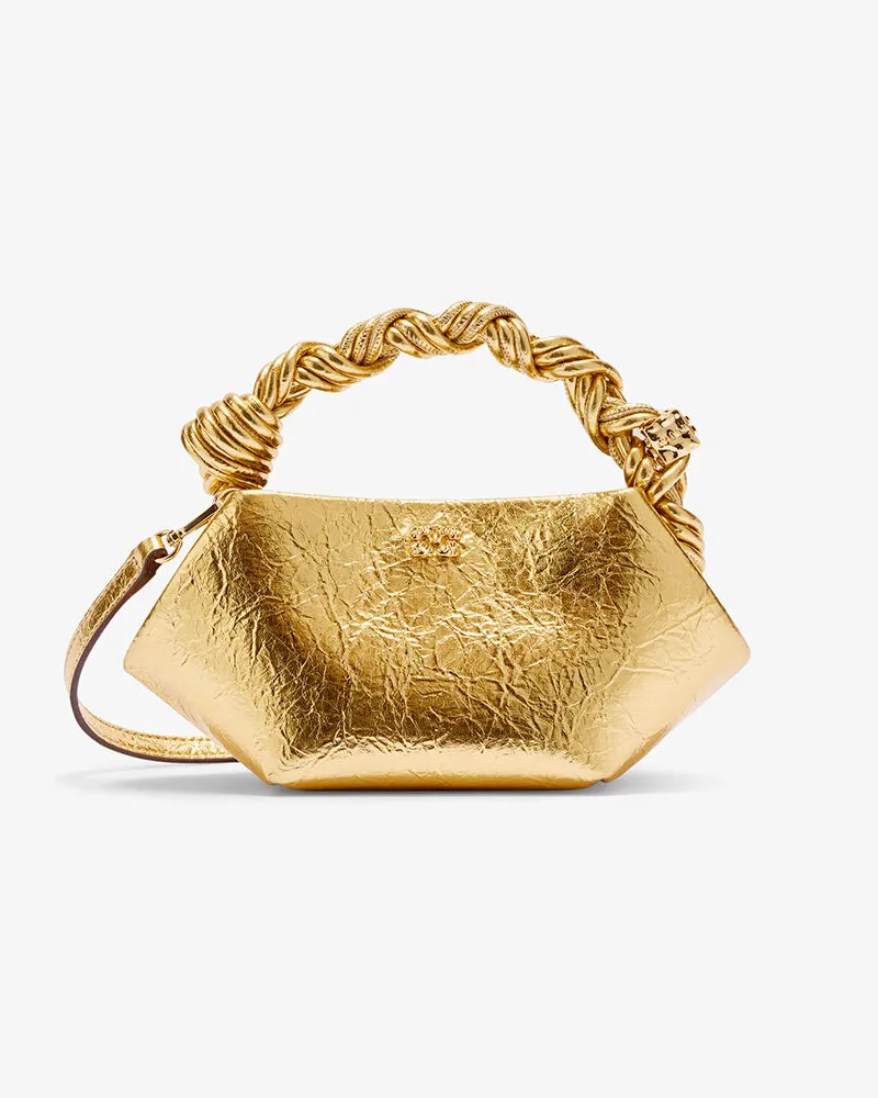 Ganni Mini-Bou-Tasche in Metallic-Optik goldfarben Goldfarben